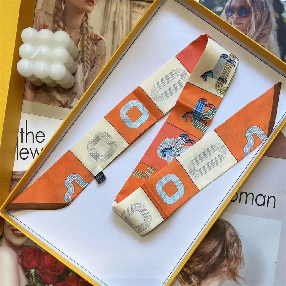 #33 FLASH Luxury Geometric Horse Print Silky Skinny Purse or Neck Scarf*Orange